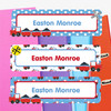 Train Chug Chug extra large waterproof name labels — name stickers for water bottles and school gear