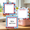 Train Chug Chug large square write-on labels — reusable waterproof daycare