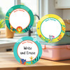 African Safari large round write-on labels — reusable waterproof daycare