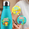 African Safari medium round labels — waterproof circle name stickers for kids