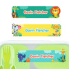 African Safari large rectangle name labels — waterproof sticker labels for school supplies and water bottles