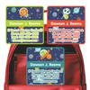 Animals in Space emergency contact labels — personalized phone number stickers for kids