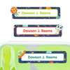 Animals in Space large rectangle name labels — waterproof sticker labels for school supplies and water bottles