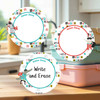 Animal Superheroes large round write-on labels — reusable waterproof daycare