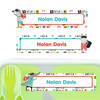 Animal Superheroes large rectangle name labels — waterproof sticker labels for school supplies and water bottles