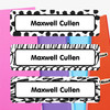 Black & White Abstract extra large waterproof name labels — name stickers for water bottles and school gear