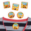 Personalized Construction (Boy/Girl) daycare clothes labels on a shirt. Relatable designs that make labeling clothes a breeze.