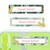 Leopard Cuties large rectangle name labels — waterproof sticker labels for school supplies and water bottles