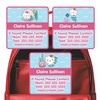 Meowmaids emergency contact labels — personalized phone number stickers for kids