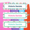 Colorful Rainbows extra large waterproof name labels — name stickers for water bottles and school gear