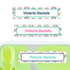 Colorful Rainbows large rectangle name labels — waterproof sticker labels for school supplies and water bottles