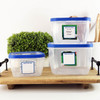 Large square write-on labels on food storage containers
