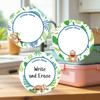 Sloth Buddies large round write-on labels — reusable waterproof daycare