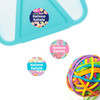 Tropical Trio small round name labels — waterproof circle stickers for kids