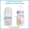 Baby bottle labels showing proper placement of bottle labels for daycare.