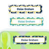 Daisies large rectangle name labels — waterproof sticker labels for school supplies and water bottles