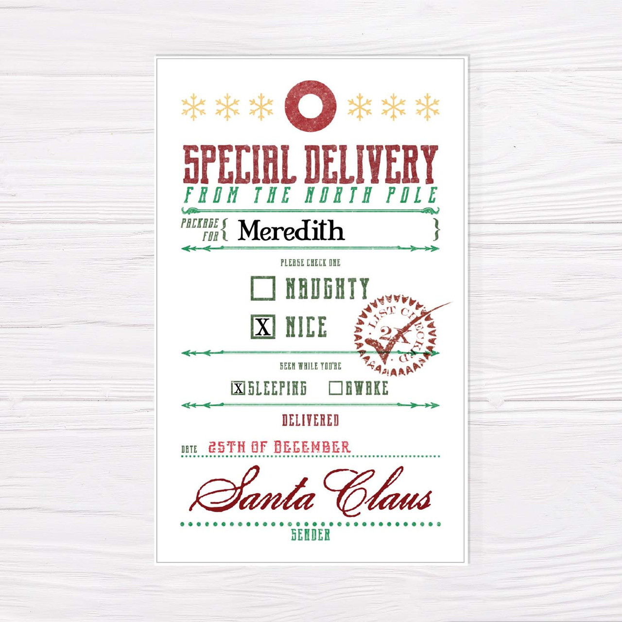 From Santa Special Delivery Gift Labels