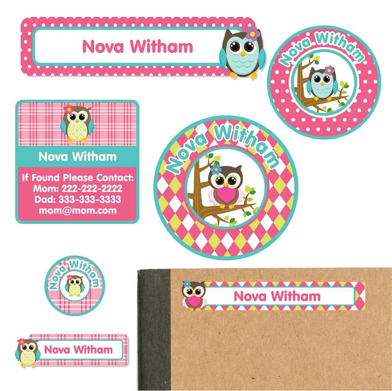 Owl Small or Large Sticky White Paper Stickers Labels NEW 