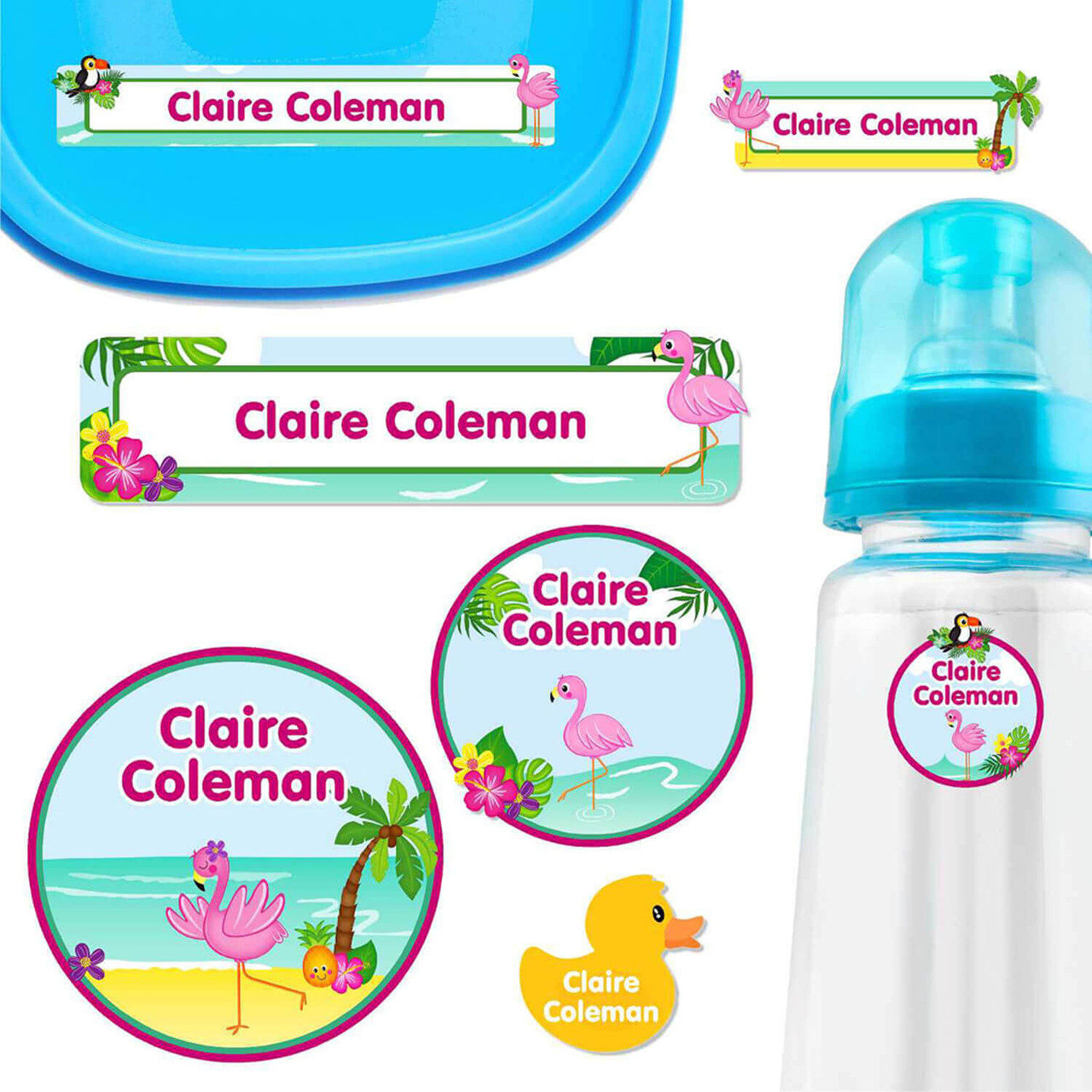 Daycare Name Stickers: Flamingo Name Labels