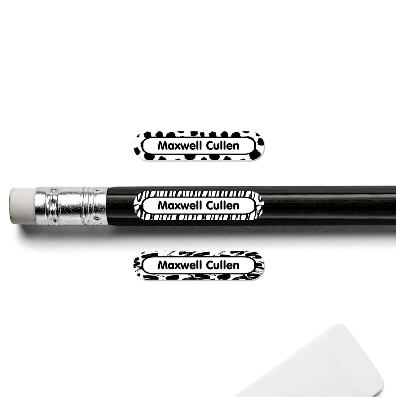 Black and White Abstract Pencil Labels