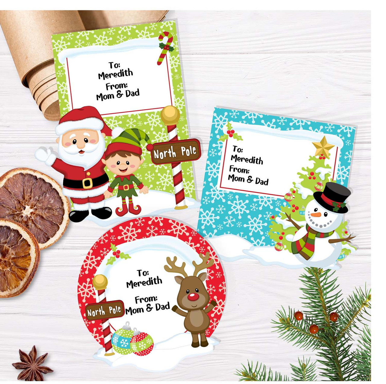 Santa and Friends Christmas Gift Labels