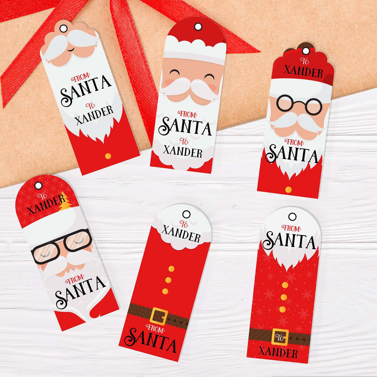 Personalized Gift Tags From Santa, Custom Gift Labels for Christmas,  Present From Santa, Kids Present From Santa, Secret Santa, Custom Name 