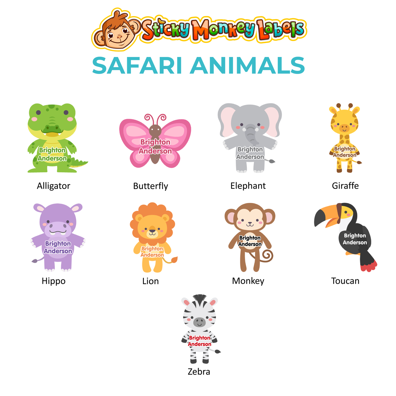 300pcs Baby Bottle Labels for Daycare, Cartoon Animal School Name