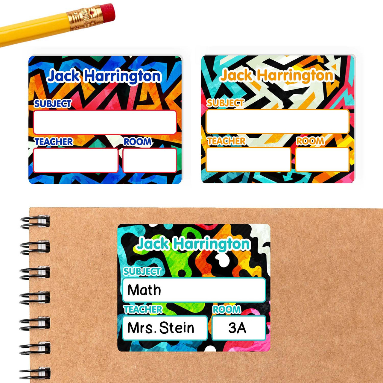 Graffiti School Subject Labels for Kids | Sticky Monkey