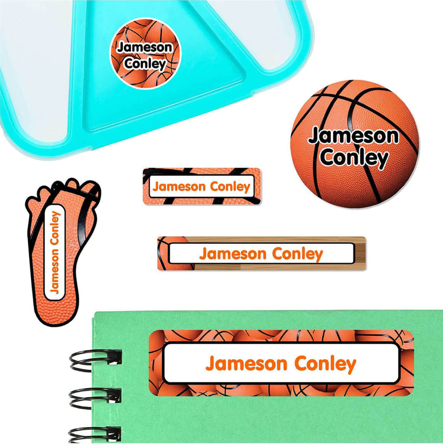 Basketball Kids Name Labels Sticky Monkey Labels