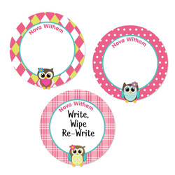 owls reusable write on labels
