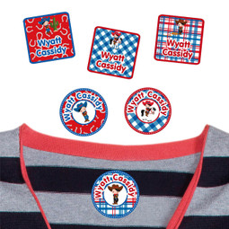 Cowboy or Cowgirl summer camp clothing labels on a shirt.