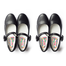 Baseball toddler shoe labels left right with foot-shaped design