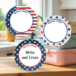 Durable large round write-on labels solid design personalized name tags