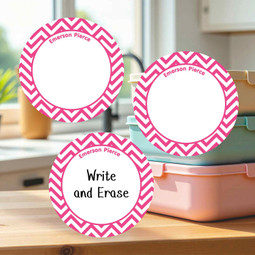 Multi-surface large round write-on labels chevron design personalized name tags