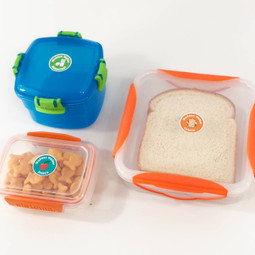 Daycare food container labels personalized with child's name — breakfast, lunch, snack options