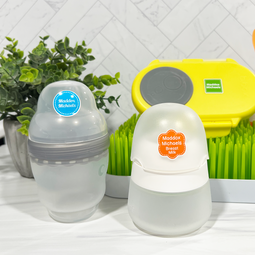 Solid color waterproof name labels for baby bottles and daycare containers