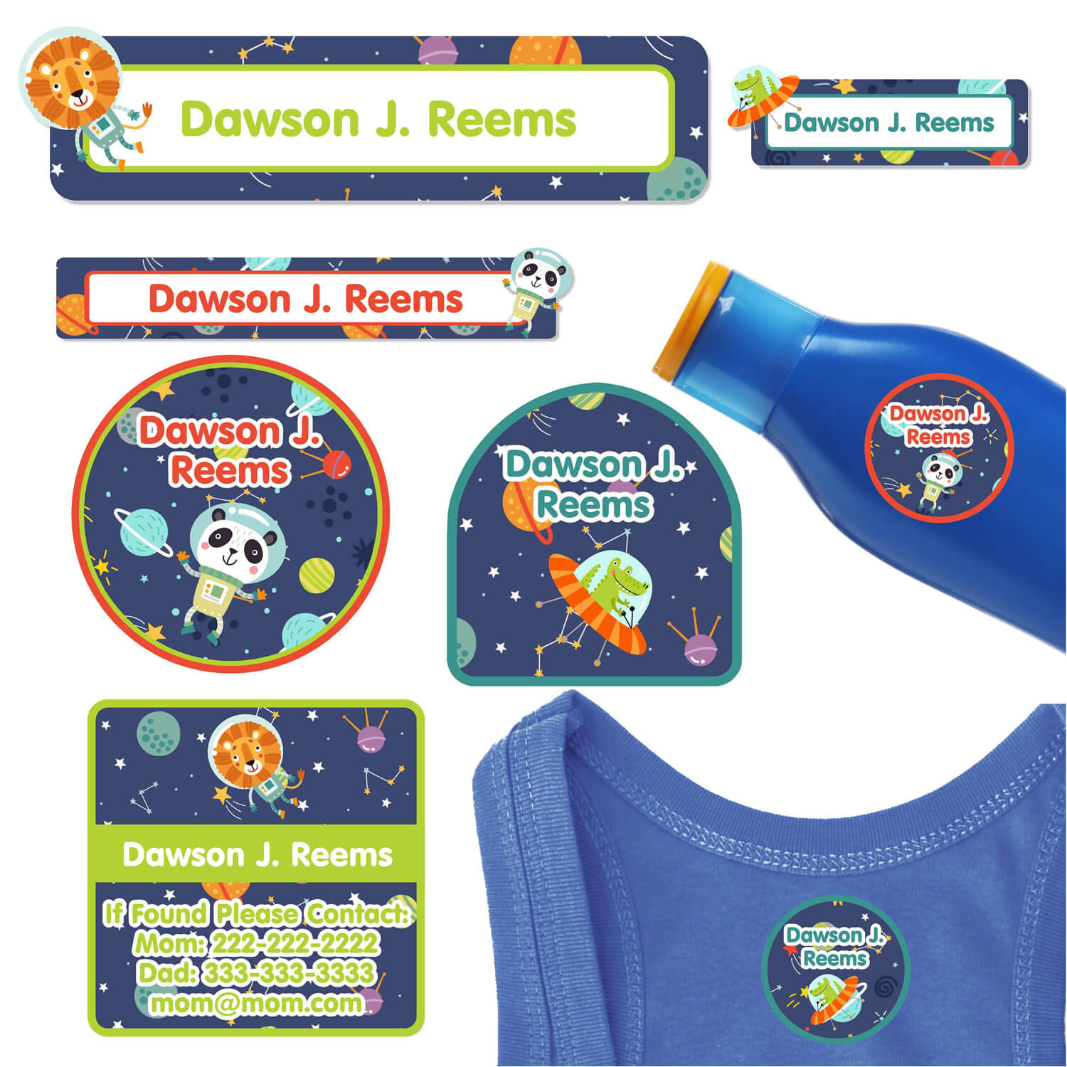 Animals in Space Labels for Summer Camp