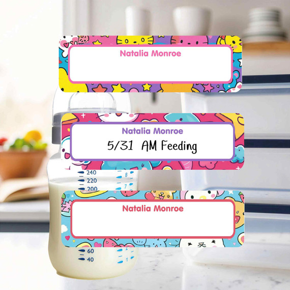 Kawaii Cuties small rectangle write-on labels — reusable waterproof