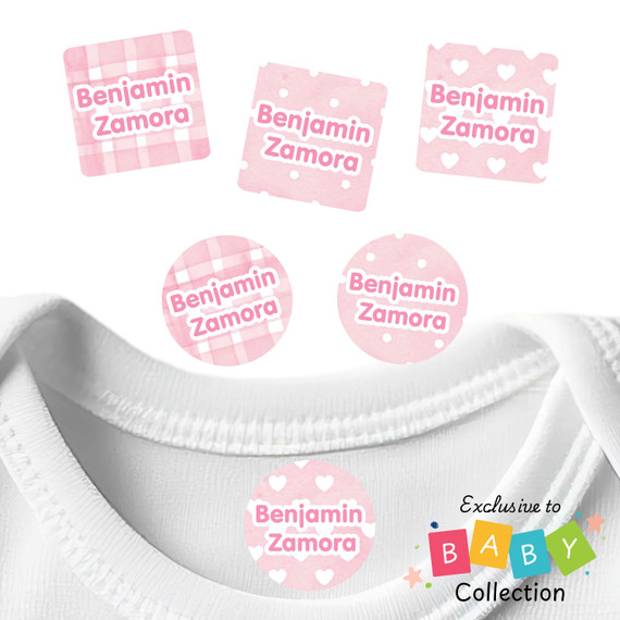 Baby Blush peel and stick clothing labels for kids — clothing stickers made to order