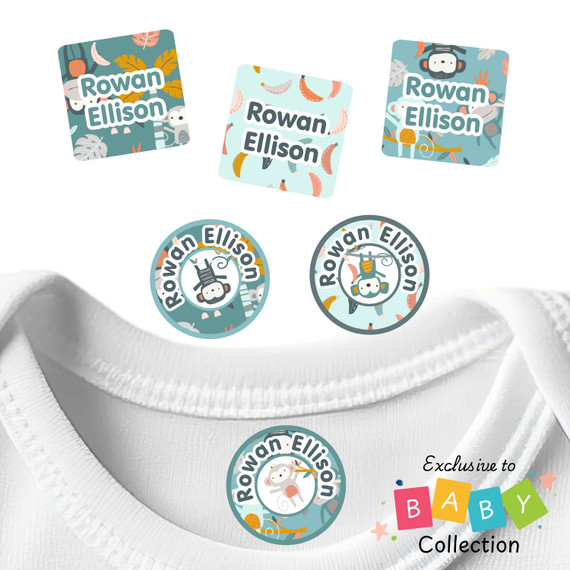 Cheeky Monkeys peel and stick clothing labels for kids — clothing stickers made to order