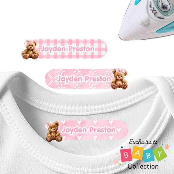 Baby Bears Large Iron On Labels for Clothes machine washable iron name tags — laundry safe iron-on clothing name labels