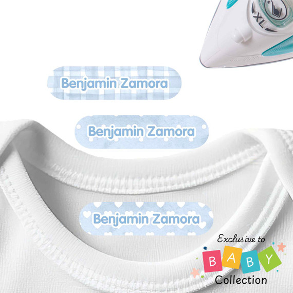 Baby Blush Large Iron On Labels for Clothes machine washable iron name tags — laundry safe iron-on clothing name labels