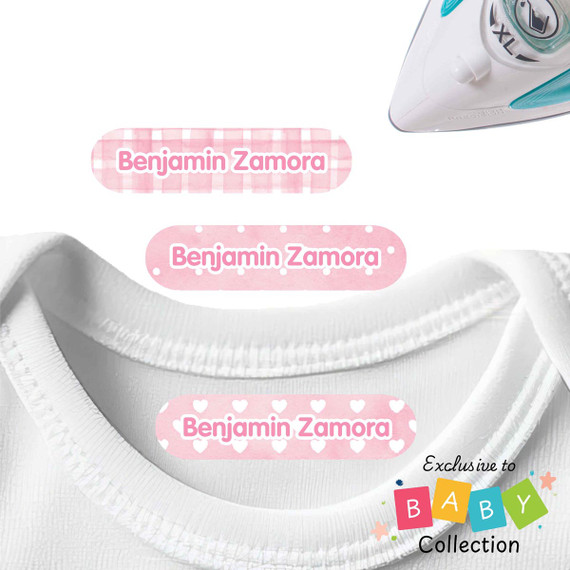 Baby Blush Large Iron On Labels for Clothes iron on nametags for clothes — personalized iron-on clothing labels for kids