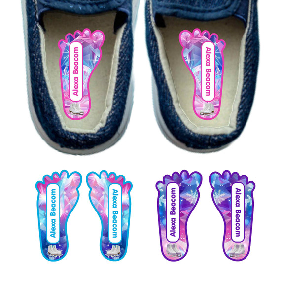 Ice skating shoe stickers - left right teaching labels for kids