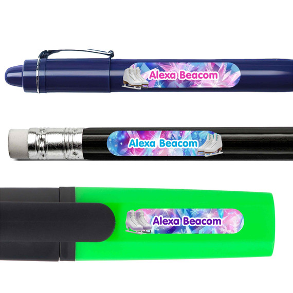 Figure Skating pencil labels — personalized name stickers for school supplies