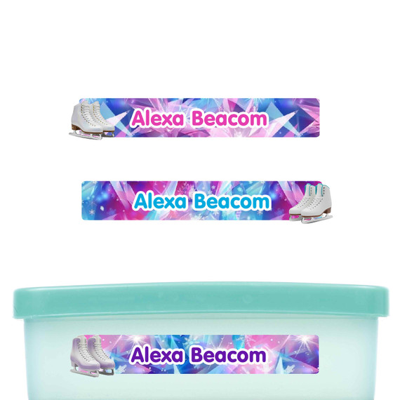 Figure Skating slim name stickers — waterproof stickers for water bottles and small containers