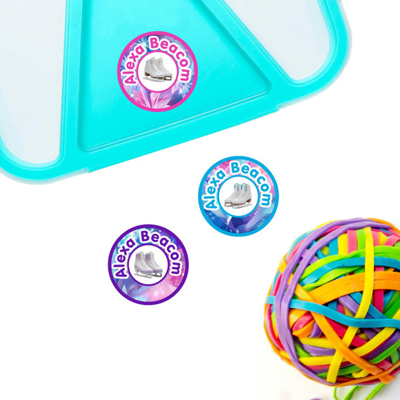 Figure Skating small round name labels — waterproof circle stickers for kids