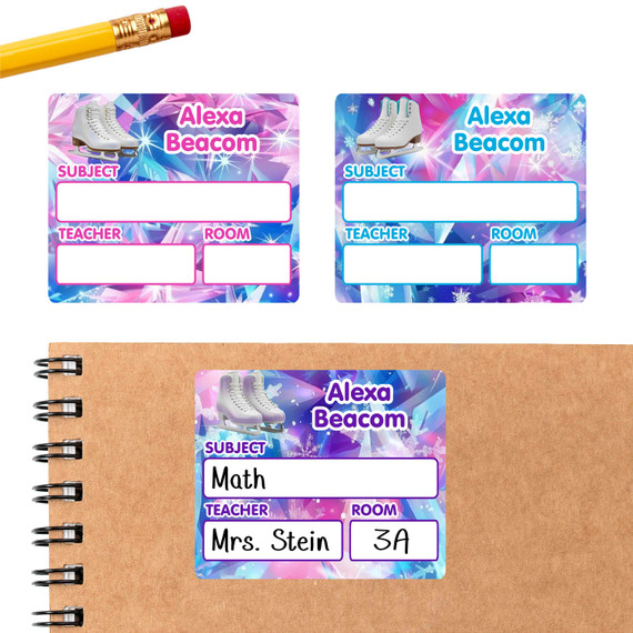 Figure Skating school subject labels - custom write-on stickers for students