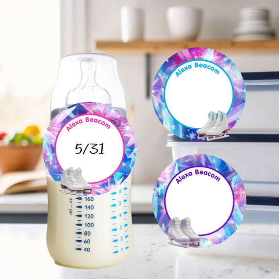Figure Skating round write-on labels - waterproof reusable name stickers