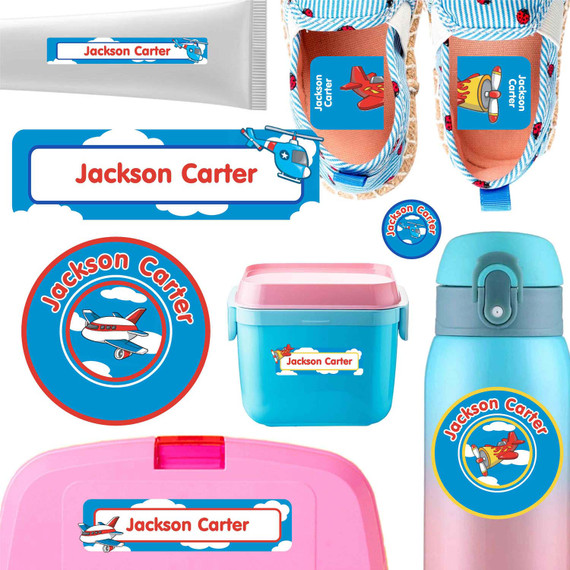 Airplanes daycare labels — stickers for daycare for bottles, sippy cups and containers, waterproof